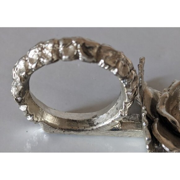 Set Of 6 VTG Rose Napkin Rings Card Holders Metal Silver Color 1.5*2.5*3.5" - Picture 9 of 9